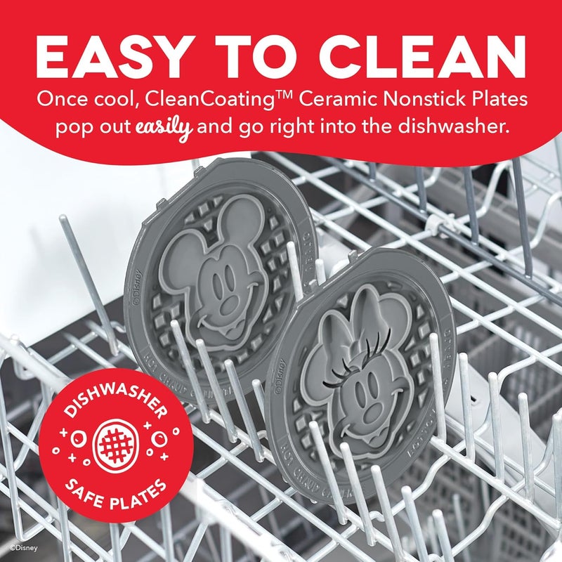 Dash ديزني | نظام ميني ميكر متعدد الاستخدامات - صانعة الوافل الكهربائية و لوحات قابلة للتبديل - 1 ميني ميكر، 4 لوحات، تصميم ميكي ماوس وأصدقائه - Image 4